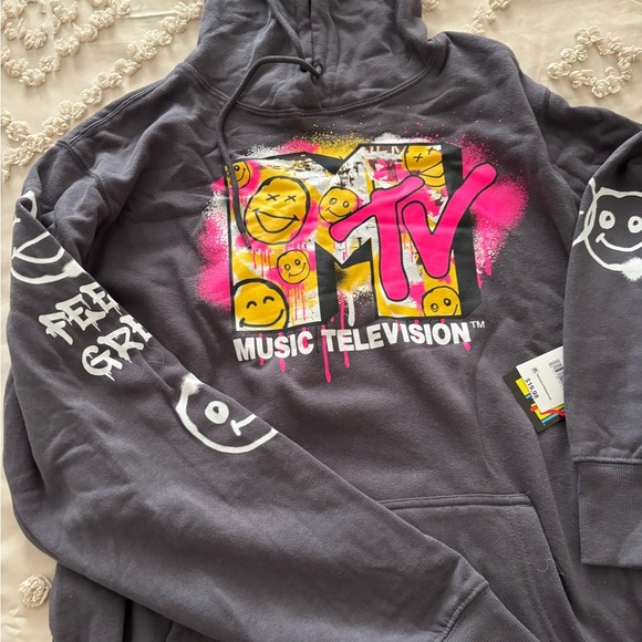 MTV Graphic Hoodie with Smiley Faces - Picture 1 of 1